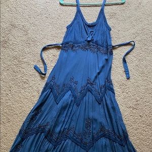 Blue summer dress with beautiful silver details